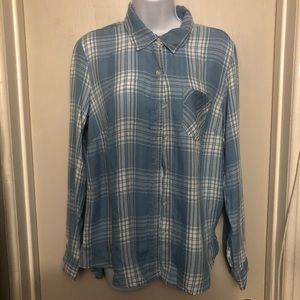 Style & Co plaid blue combo shirt size S